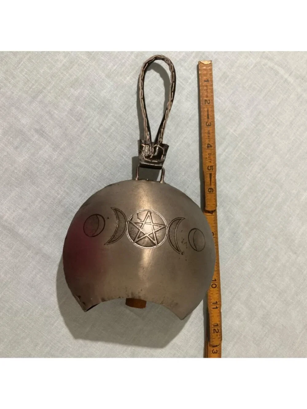 Large Rustic Witchy Metal Three Moon Bell